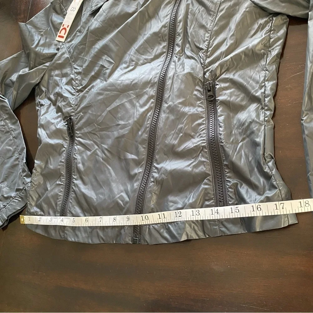 FIORUCCI Dark Grey Biker Jacket Cropped Rain Coat Lightweight size IT42 or US8